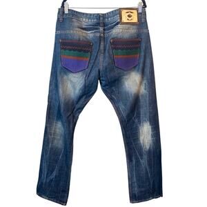 Rare Dsquared2 Men’s Dark Embroidered Pocket Wood Logo Straight Leg Jeans 36